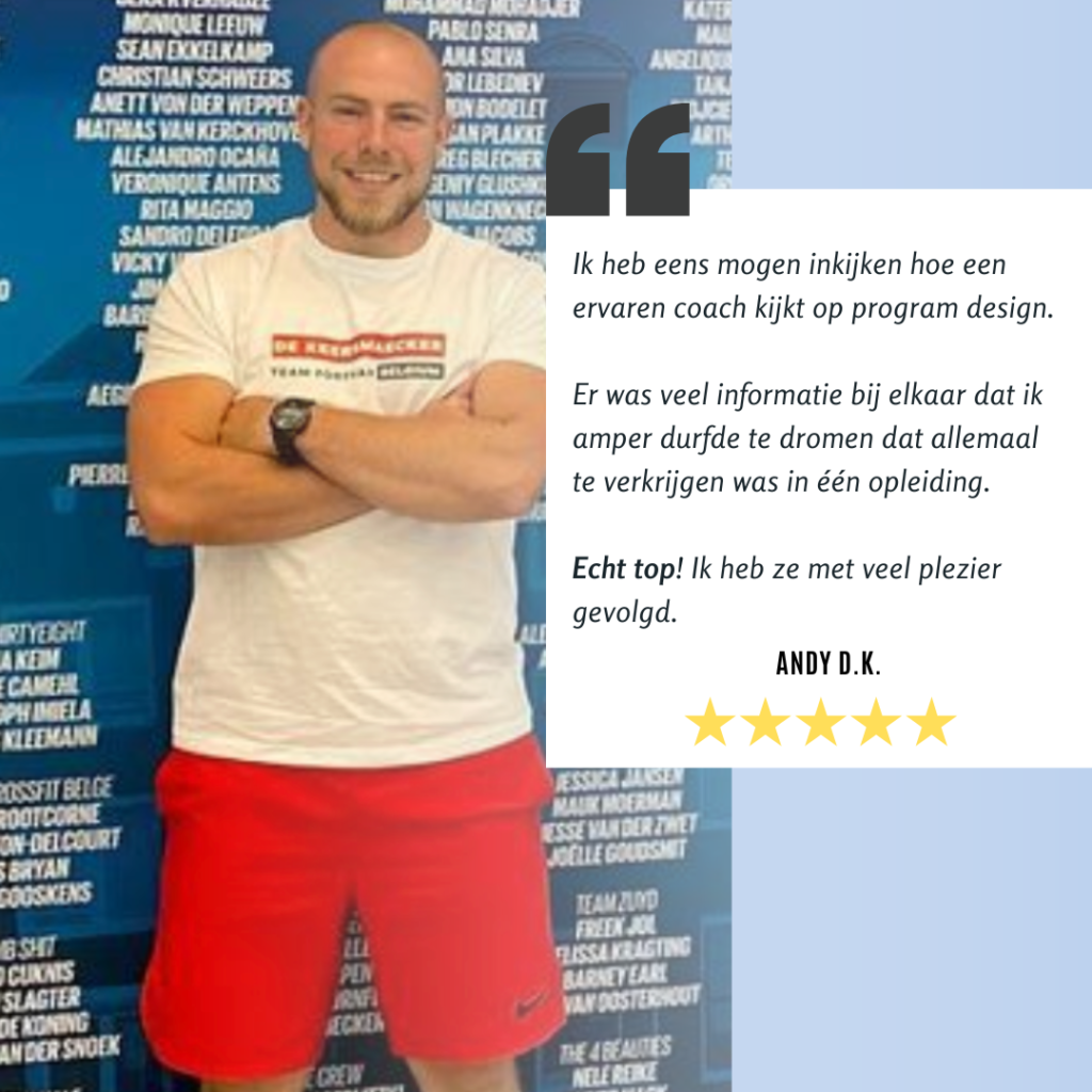 Testimonialafbeelding met man en beoordeling van program design