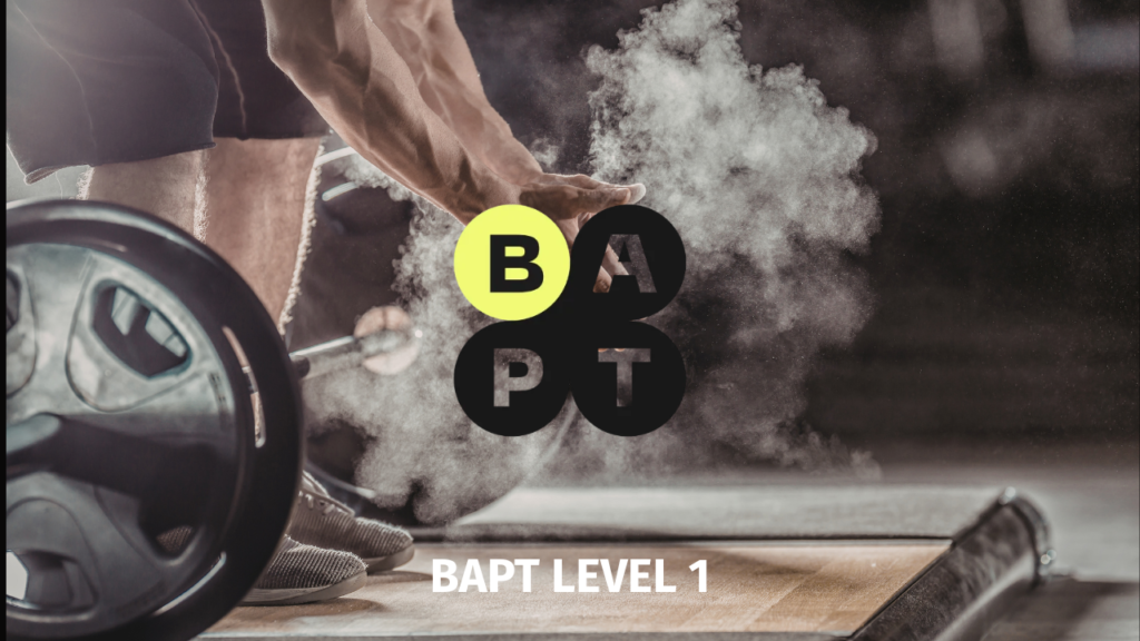 BAPT level 1banner met logo en introductie tot de BAPT Be (Sandbox) trainingsplatform.